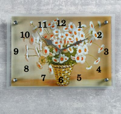 Часы настенные Корзина с ромашками, 25х35 см