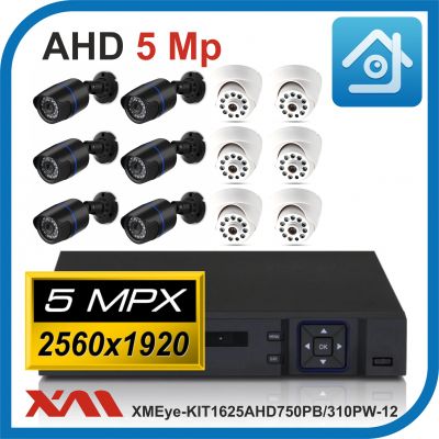 Комплект видеонаблюдения на 12 камер XMEye-KIT1625AHD750PB/310PW-12.