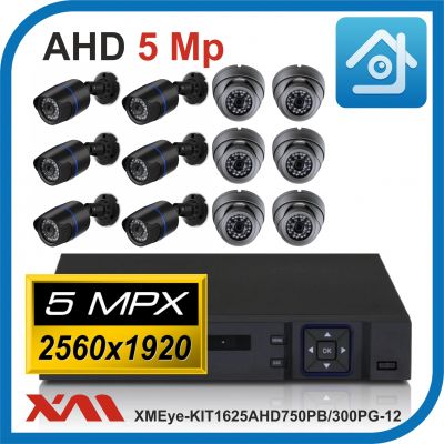 Комплект видеонаблюдения на 12 камер XMEye-KIT1625AHD750PB/300PG-12.