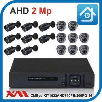Комплект видеонаблюдения на 16 камер XMEye-KIT1622AHD750PB/300PG-16.