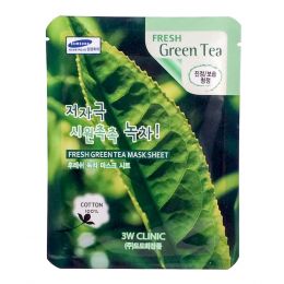 3W Clinic Тканевая маска для лица с экстрактом зелёного чая Fresh Green Tea Mask Sheet 23ml