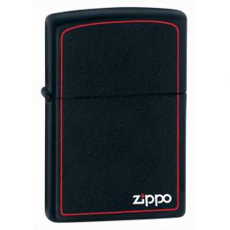 Зажигалка ZIPPO Classic с покрытием Black Matte, латунь/сталь, чёрная с фирменным логотипом и красной окантовкой, матовая