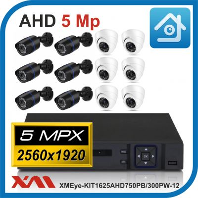 Комплект видеонаблюдения на 12 камер XMEye-KIT1625AHD750PB/300PW-12.
