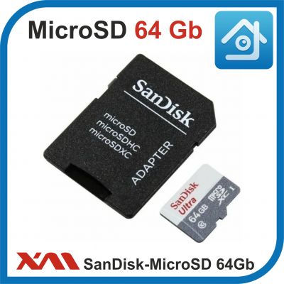 SanDisk MicroSDHC 64Gb. Class 10. Скорость 100 Мбайт/сек. Карта памяти + АДАПТЕР.