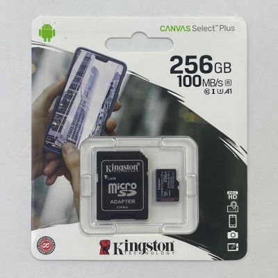 Kingston CANVAS Select Plus MicroSDXC UHS-I U3 256Gb. Class 10. Скорость 100 Мбайт/сек. Карта памяти + АДАПТЕР..