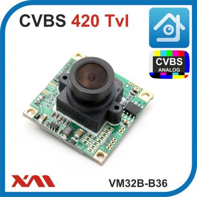 VISION HI-TECH. VM32B-B36. B/W. 3,6 мм. (Модульная/Бескорпусная). 420 Твл. Камера видеонаблюдения.