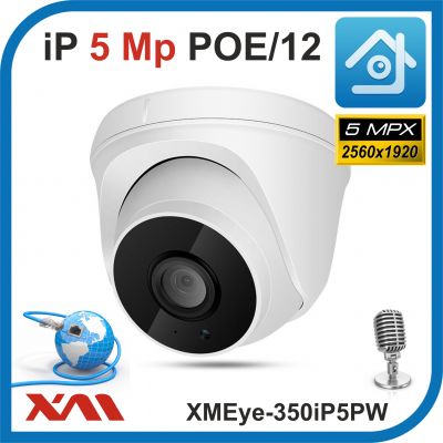 XMEye-350iP5PW-2.8. POE/12.(Пластик/Белая). 1920P. 5Mpx. Камера видеонаблюдения с микрофоном.