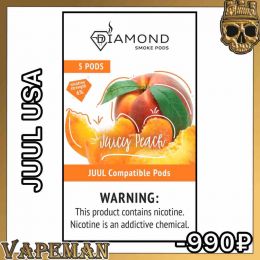 Картриджи Diamond USA JUUL Pods 2%. Вкус: Juicy Peach - персиковый лимонад