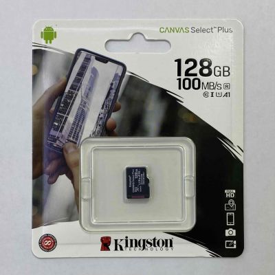 Kingston CANVAS Select Plus MicroSDXC UHS-I U1 128Gb. Class 10. Скорость 100 Мбайт/сек. Карта памяти.