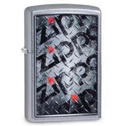 Зажигалка ZIPPO Diamond Plate Zippo Design с покрытием Street Chrome™, латунь/сталь, серебристая, матовая