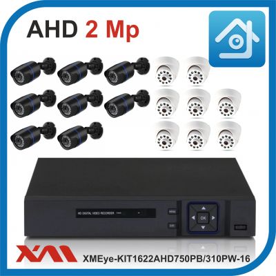 Комплект видеонаблюдения на 16 камер XMEye-KIT1622AHD750PB/310PW-16.