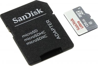 MicroSDXC 128Gb SanDisk. Class 10. Карта памяти + АДАПТЕР.