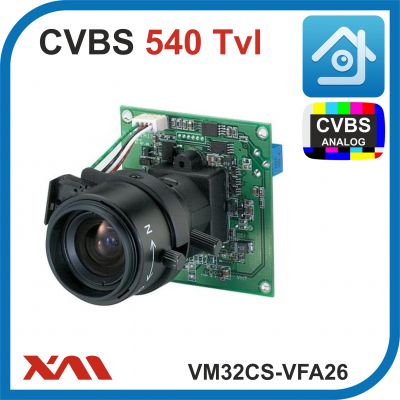 VISION HI-TECH. VM32CS-VFA26. Color. 2.6-6 мм. (Модульная/Бескорпусная). 540 Твл. Камера видеонаблюдения.