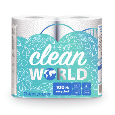 Туалетная бумага Clean World 2-х сл. (1*4рул.) белая