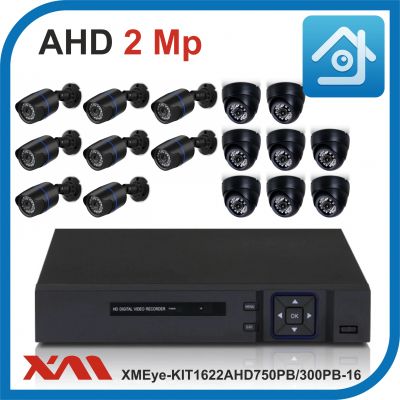 Комплект видеонаблюдения на 16 камер XMEye-KIT1622AHD750PB/300PB-16.