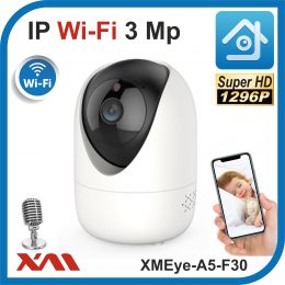 XMEye-A5-F30. (Пластик/Белая). 1296P. 3Mpx. LAN. Камера видеонаблюдения IP Wi-Fi с разъемом LAN.
