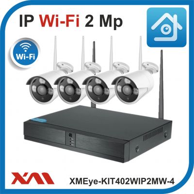XMEye-KIT402WIP2MW-4. Комплект видеонаблюдения IP Wi-fi на 4 камеры.