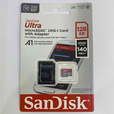 SanDisk ULTRA MicroSDXC 128Gb. Class 10. Скорость 140 Мбайт/сек. Карта памяти + АДАПТЕР.