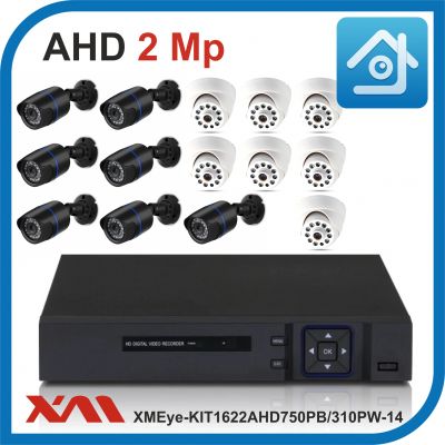 Комплект видеонаблюдения на 14 камер XMEye-KIT1622AHD750PB/310PW-14.