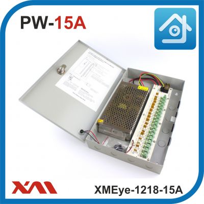 XMEye-1218-15A(Металл/Ящик).18 Выходов, 12 Вольт, 15 Ампер. Блок питания для видеонаблюдения.