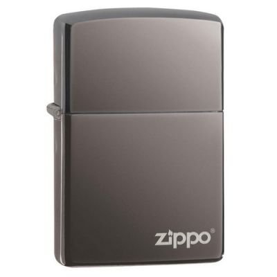 Зажигалка ZIPPO Classic с покрытием Black Ice®, латунь/сталь, чёрная с фирменным логотипом в правом нижнем углу, глянцевая