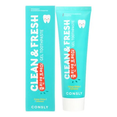 CONSLY Clean&Fresh Gingko Biloba & Seaweed Gel Toothpaste Гелевая зубная паста Clean&Fresh с экстрактами гинкго билоба и морских водорослей