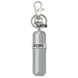Брелок с баллончиком для топлива ZIPPO алюминий с диском для затягивания винта кремня и резиновым чехлом для двух кремней серебристый