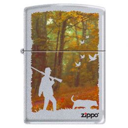 Зажигалка ZIPPO Осенняя охота, с покрытием Satin Chrome™, латунь/сталь, серебристая, матовая