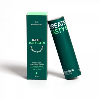 Дентальный парфюм White Secret Breath tasty green освежитель для полости рта с пробиотиком и гиалуроновой кислотой