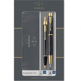 Подарочный набор из 2-х ручек Parker IM Black GT - шариковая+перьевая ручка