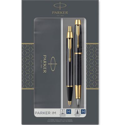 Подарочный набор из 2-х ручек Parker IM Black GT - шариковая+перьевая ручка