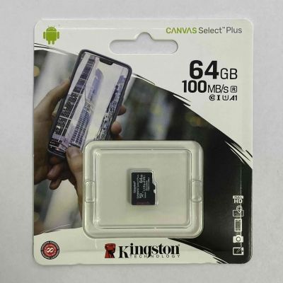 Kingston CANVAS Select Plus MicroSDXC UHS-I U1 64Gb. Class 10. Скорость 100 Мбайт/сек. Карта памяти.